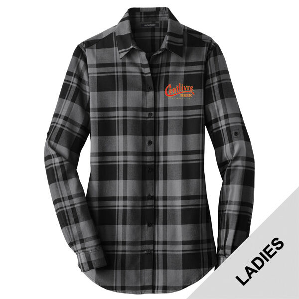 LW668 - EMB - C370E001 - Ladies Plaid Flannel Shirt Thumbnail